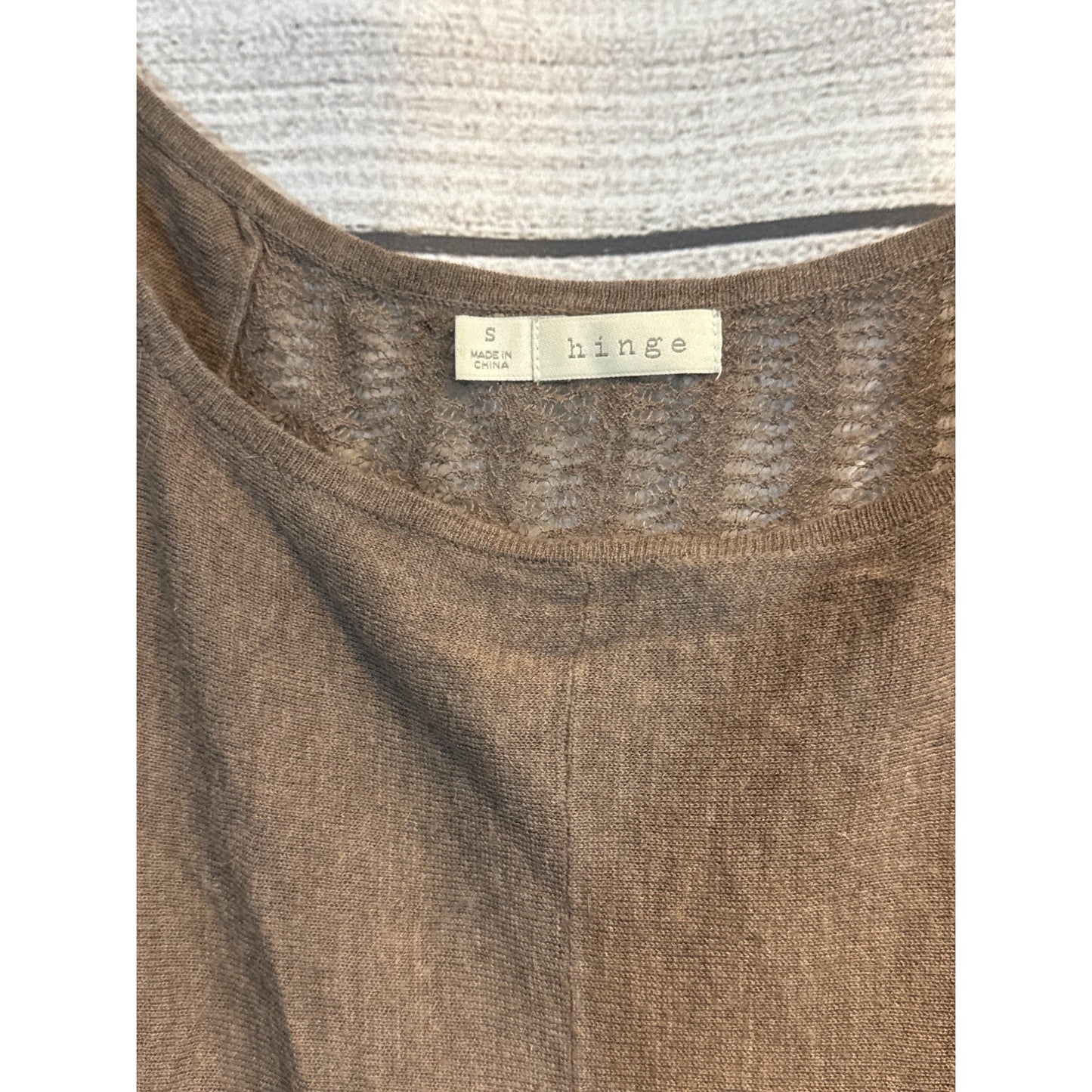 Hinge Brown Knit Back Detailed Sweater Tunic With 3/4 Sleeves Size S