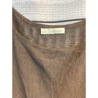 Hinge Brown Knit Back Detailed Sweater Tunic With 3/4 Sleeves Size S