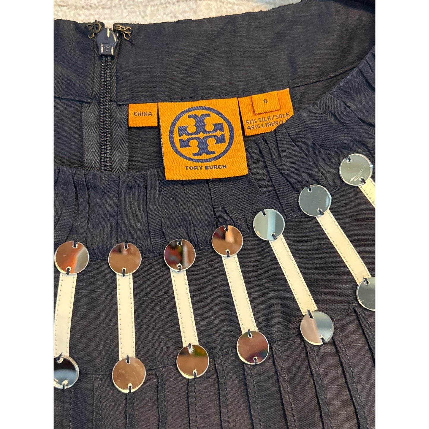 Tory Burch Sleeveless Silk Mirrored Top Size 8