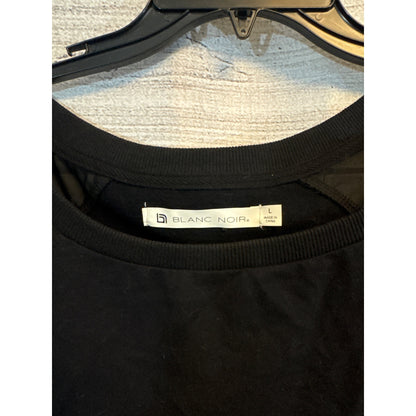 Blanc Noir Twirl Sweatshirt With Kangaroo Pockets Sheer Ruffle Hem Size L