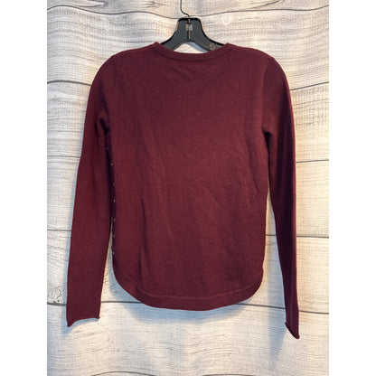 Lisa Todd Burgundy Cashmere Sweater With Side Eyelets Size XS