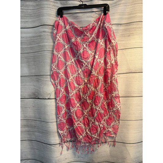 Isaac Mizrahi Live! Pink Geometric Patterned Scarf With Fringe