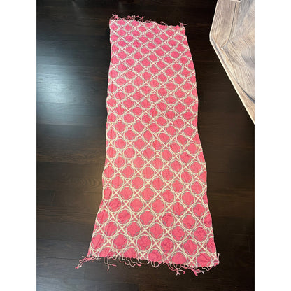 Isaac Mizrahi Live! Pink Geometric Patterned Scarf With Fringe