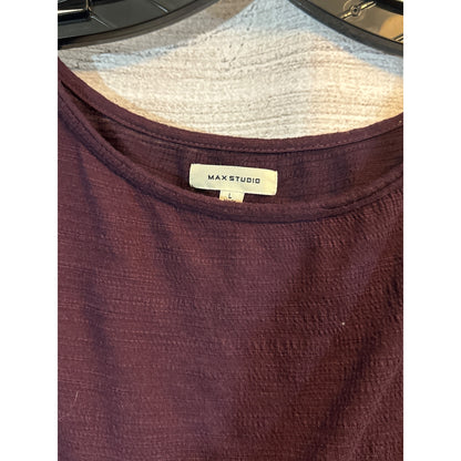 Max Studio Maroon Ruched Sleeve Top Size L