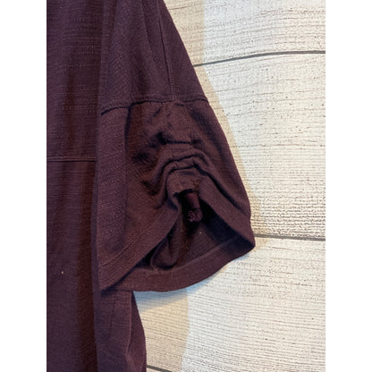 Max Studio Maroon Ruched Sleeve Top Size L