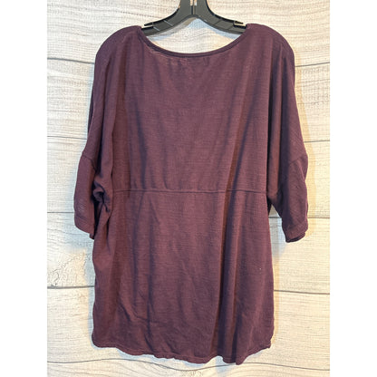 Max Studio Maroon Ruched Sleeve Top Size L