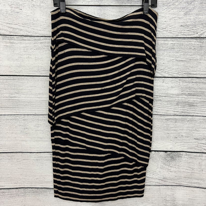 Bailey 44 Black & Beige Striped Bodycon Skirt Ruched Design,  Size M