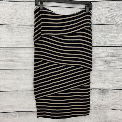 Bailey 44 Black & Beige Striped Bodycon Skirt Ruched Design,  Size M