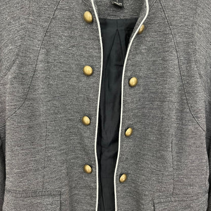 Ella Moss Gray Military-Style Jacket With Brass Button Accents, Size M