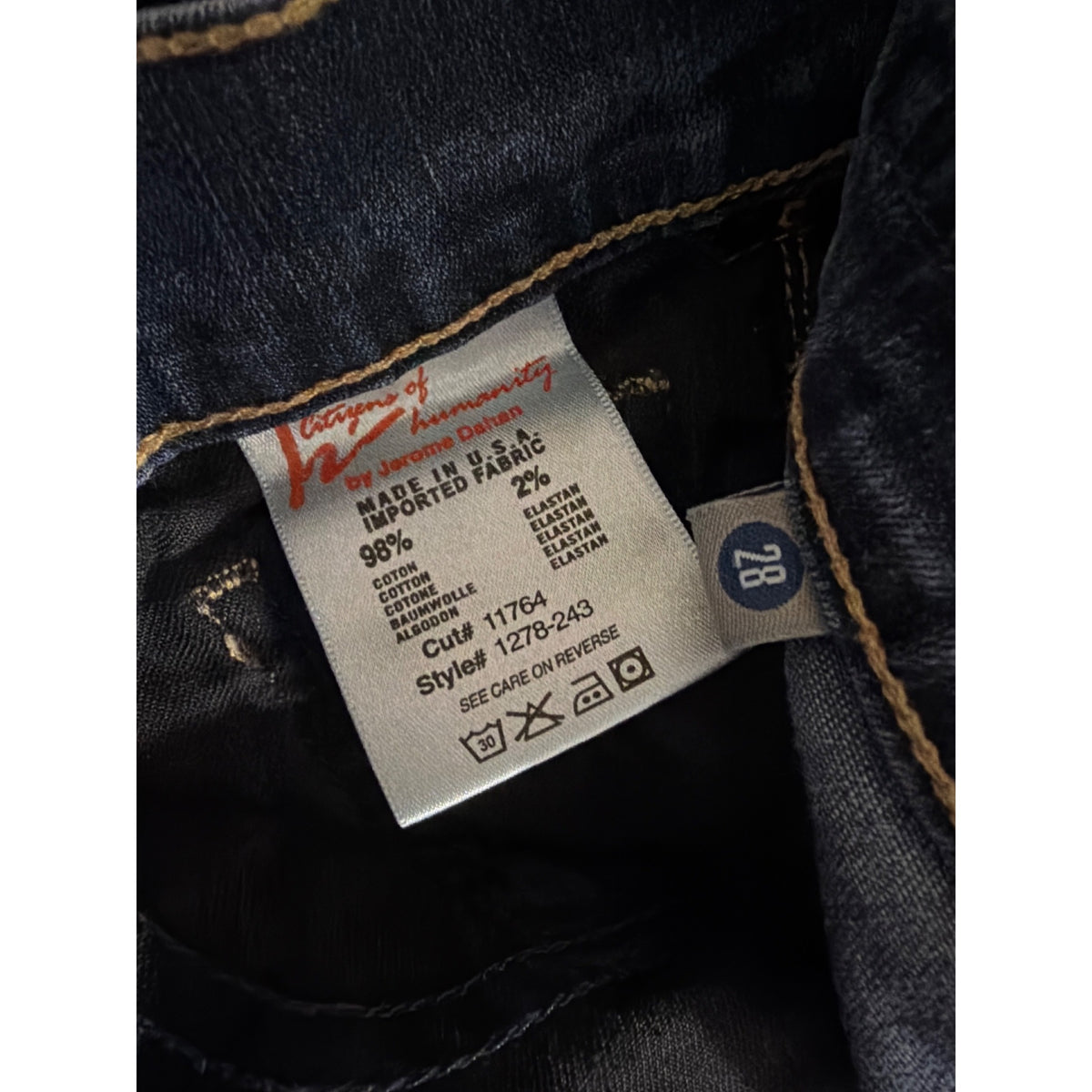 Citizens Of Humanity Dark Wash Straight Leg Jeans Size 28