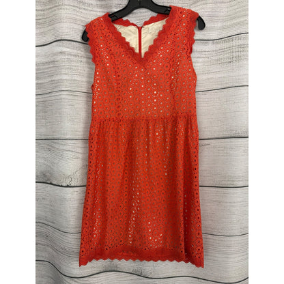 MM Couture Orange Eyelet Lace Dress With Scalloped Detail Size M