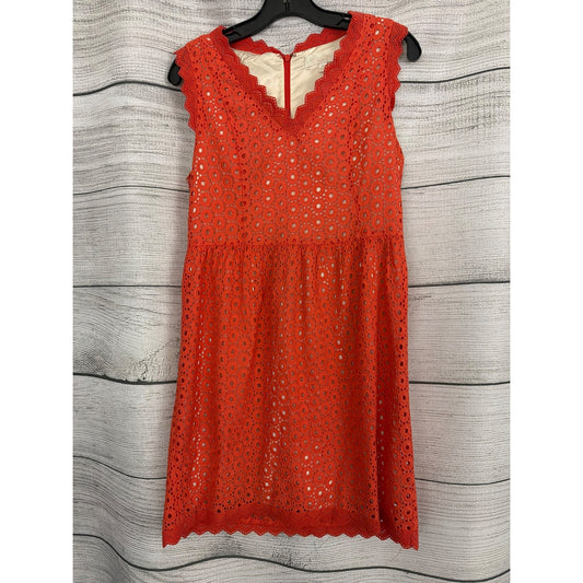MM Couture Orange Eyelet Lace Dress With Scalloped Detail Size M