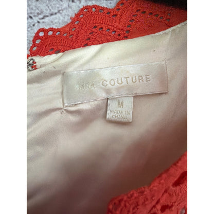 MM Couture Orange Eyelet Lace Dress With Scalloped Detail Size M