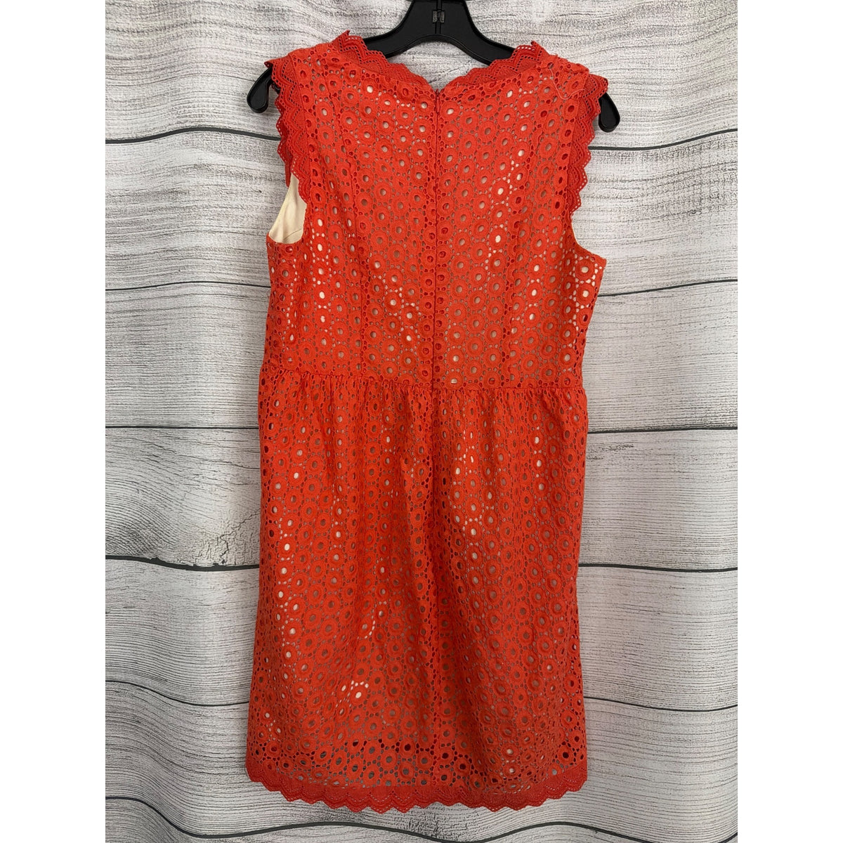 MM Couture Orange Eyelet Lace Dress With Scalloped Detail Size M