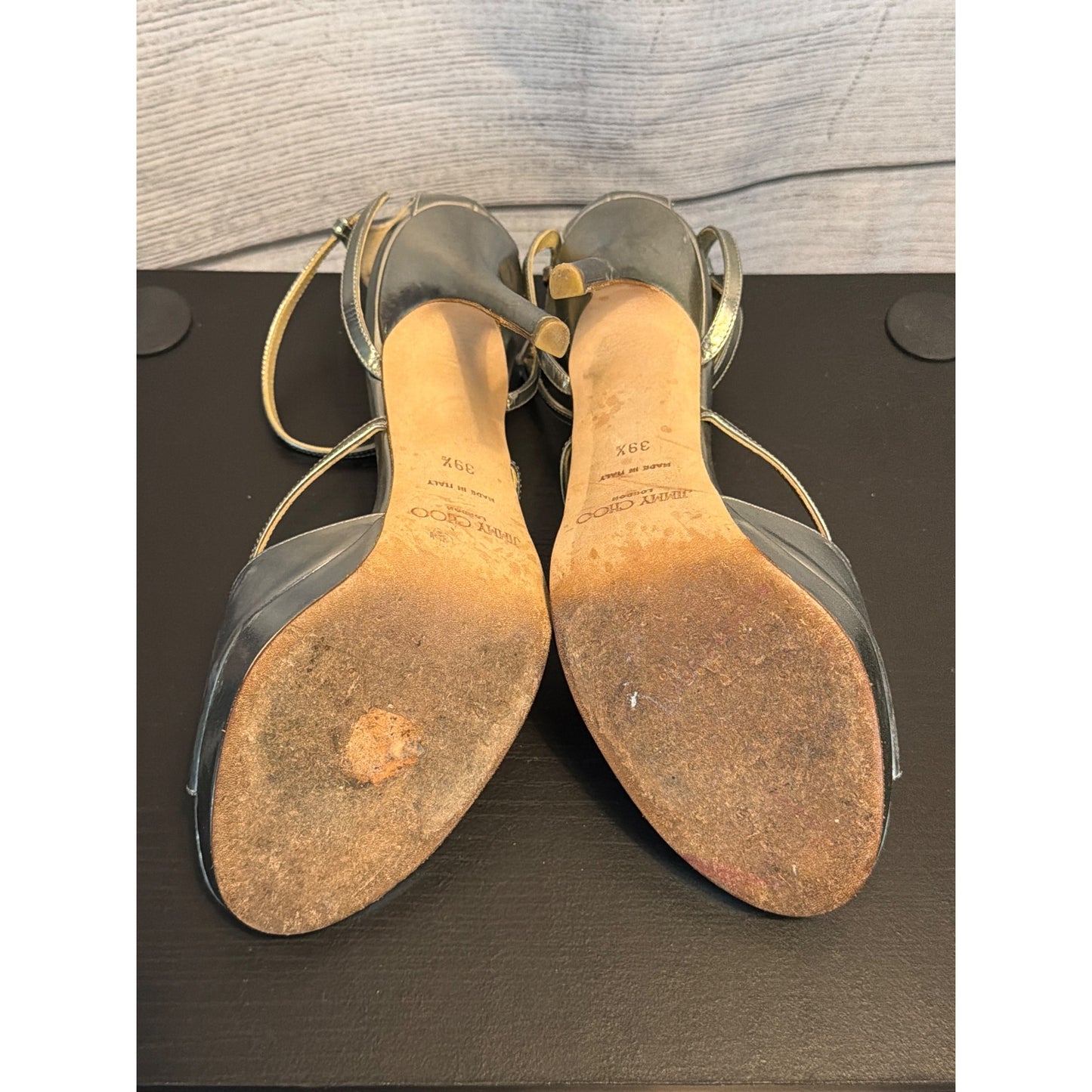 Jimmy Choo Metallic Silver Strappy Stiletto Heels Size 39.5