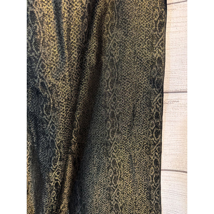 Badgley Mischka Black & Gold Animal Print Scarf With Fringe Trim