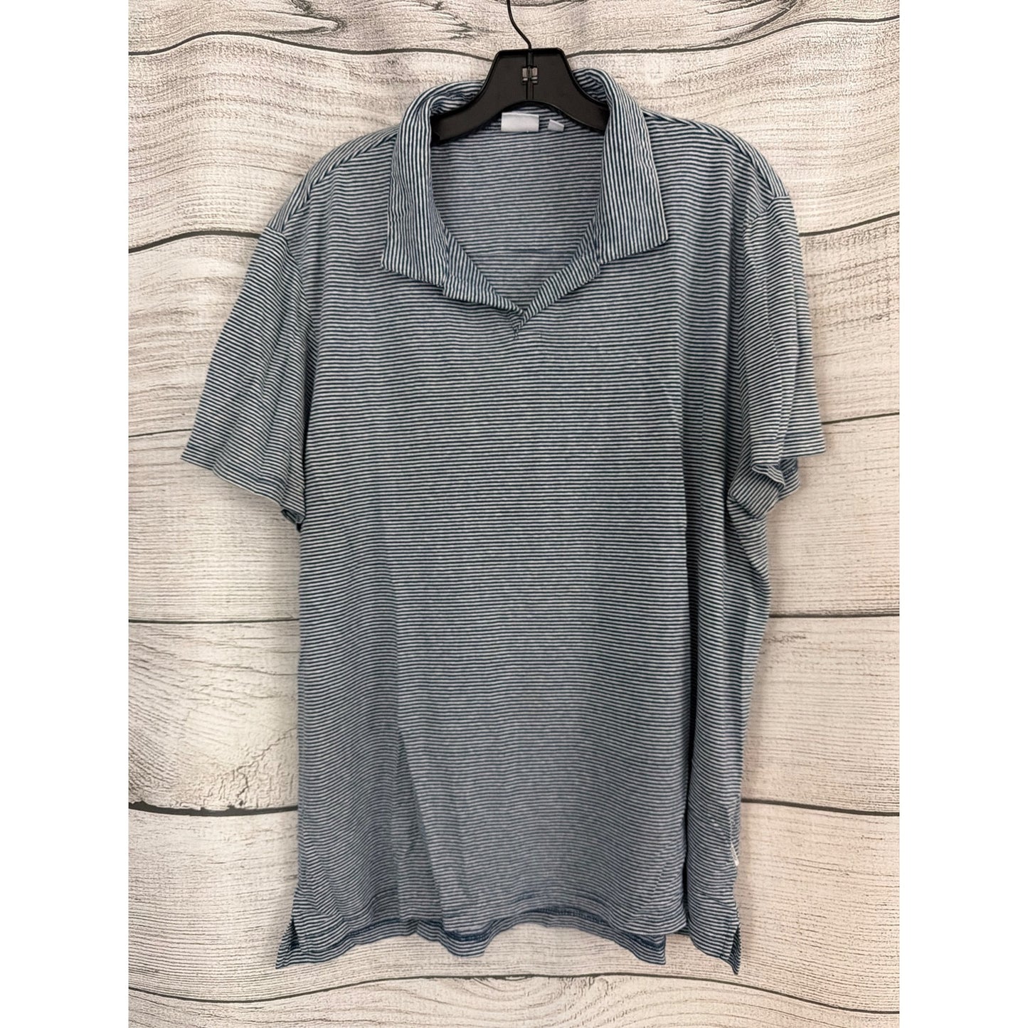 Mens Onia Blue & White Striped Short Sleeve Polo Shirt Size XXL