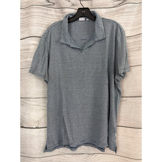 Mens Onia Blue & White Striped Short Sleeve Polo Shirt Size XXL