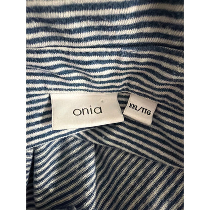 Mens Onia Blue & White Striped Short Sleeve Polo Shirt Size XXL