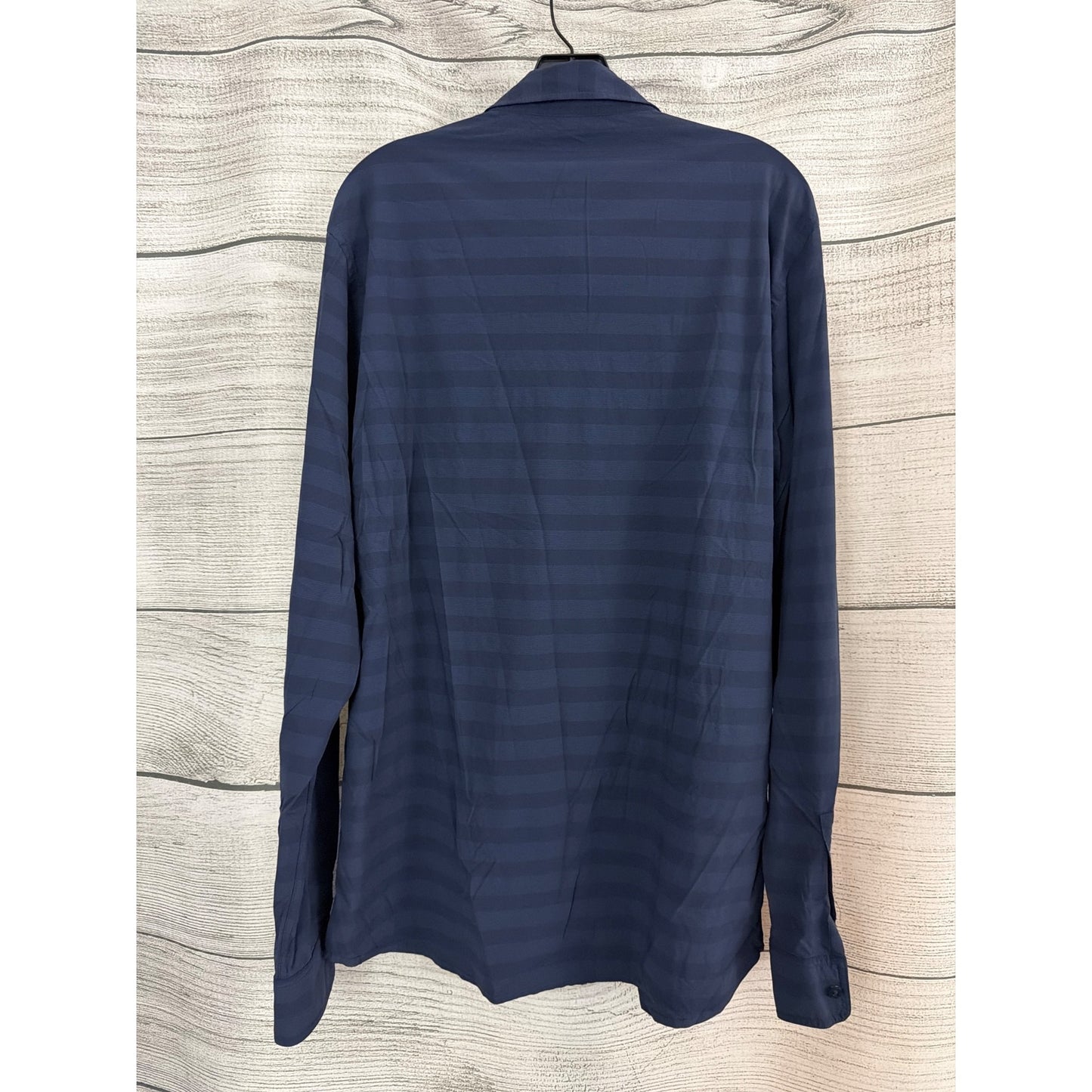 Mens Travis Mathew Navy Striped Long Sleeve Button-Up Size XL