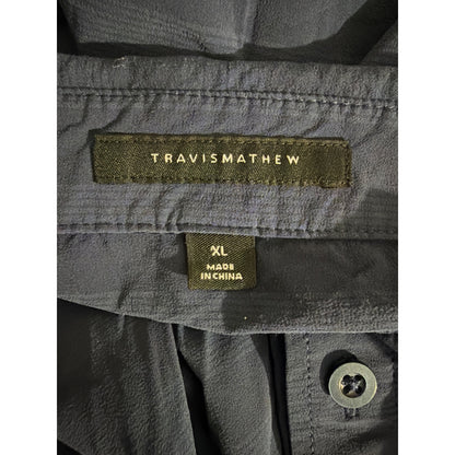 Mens Travis Mathew Navy Striped Long Sleeve Button-Up Size XL