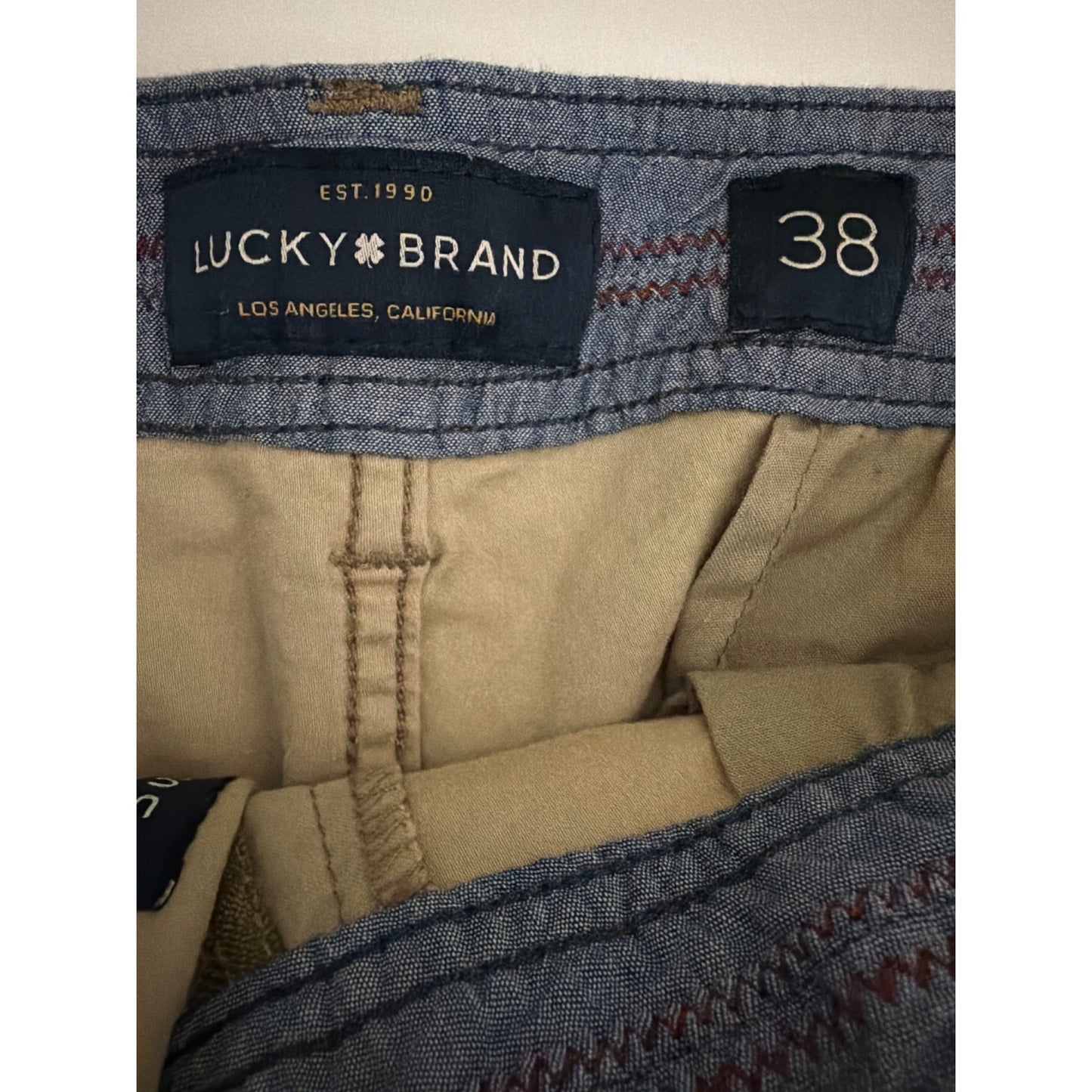 Mens Lucky Brand "Saturday Stretch" Khaki Shorts Size 38