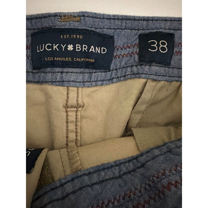 Mens Lucky Brand "Saturday Stretch" Khaki Shorts Size 38