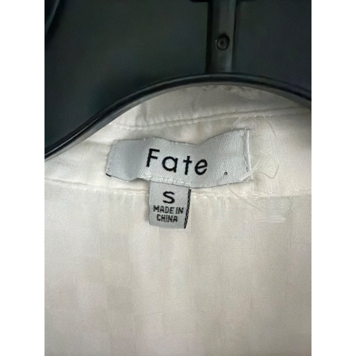 Fate Button-Up Shirt With Ruched Front & Checkered Texture Size S