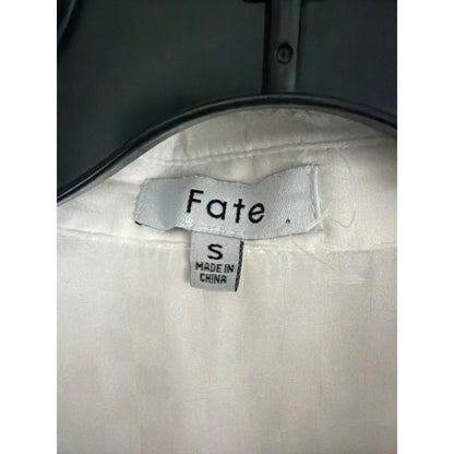 Fate Button-Up Shirt With Ruched Front & Checkered Texture Size S