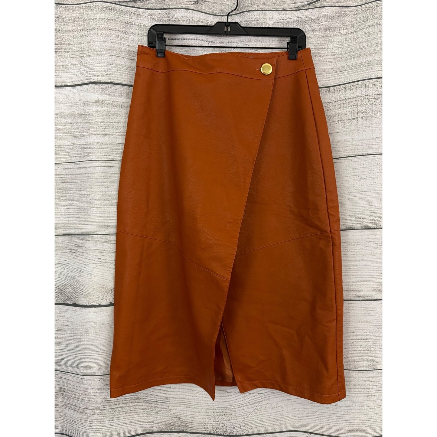 ASOS Faux Leather Wrap Midi Skirt With Button Detail US 10