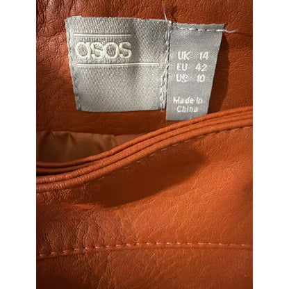 ASOS Faux Leather Wrap Midi Skirt With Button Detail US 10