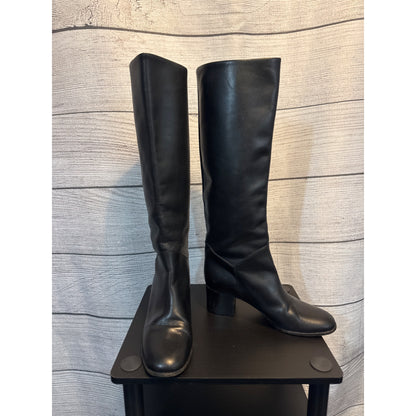 Chanel Black Leather Riding Boot Size 8.5