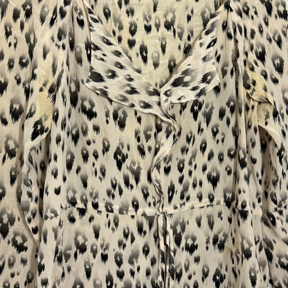 Rebecca Taylor Animal Print Ruffle Long Sleeve Blouse Size 8