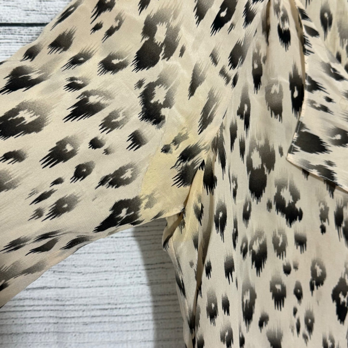 Rebecca Taylor Animal Print Ruffle Long Sleeve Blouse Size 8