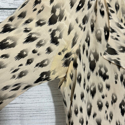 Rebecca Taylor Animal Print Ruffle Long Sleeve Blouse Size 8
