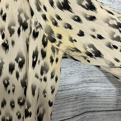 Rebecca Taylor Animal Print Ruffle Long Sleeve Blouse Size 8