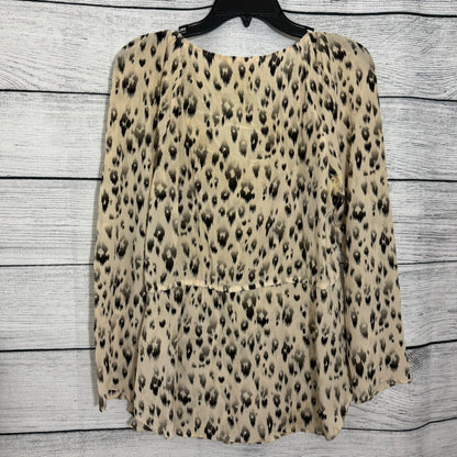 Rebecca Taylor Animal Print Ruffle Long Sleeve Blouse Size 8