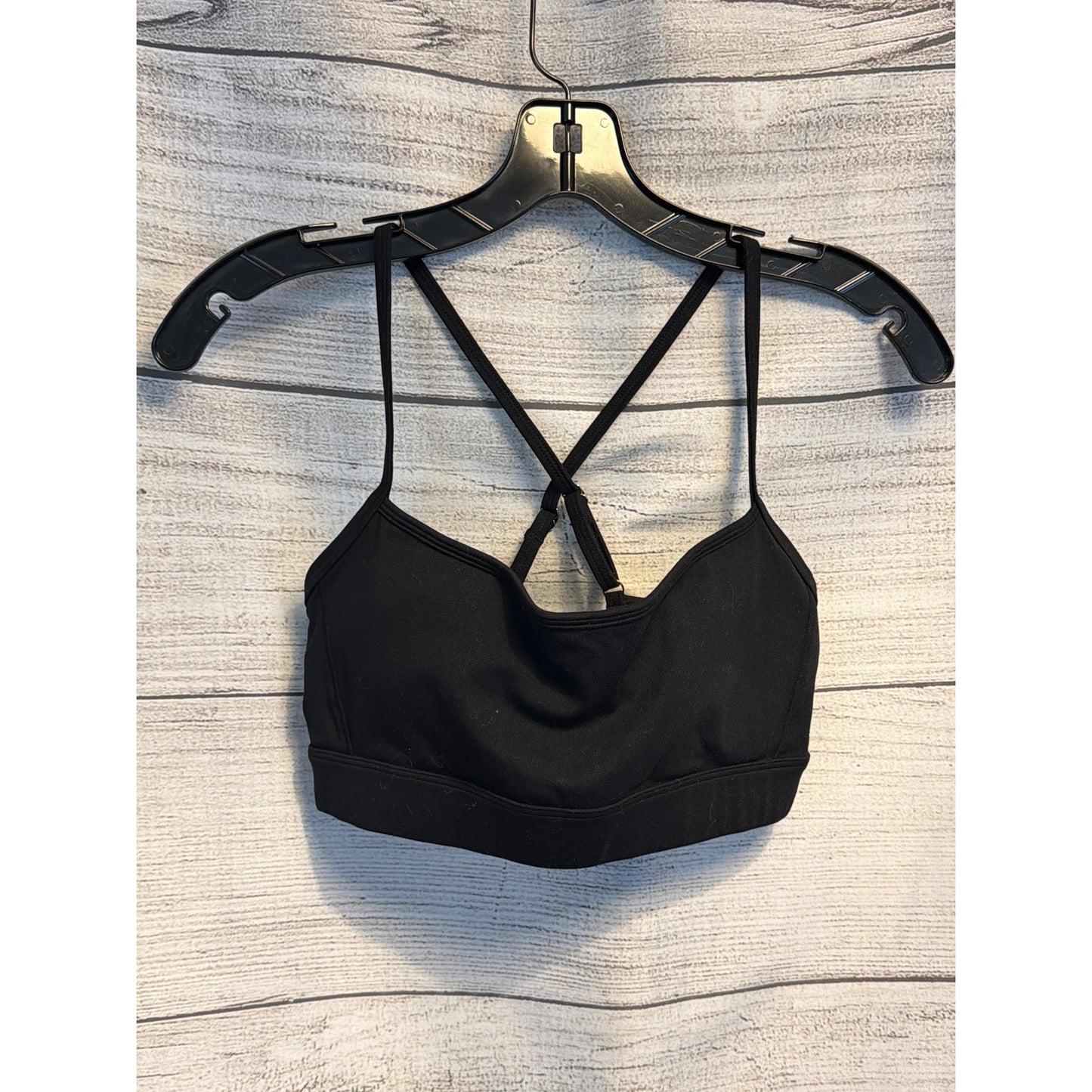 Black Strappy Cross-Back Sports Bra Size M