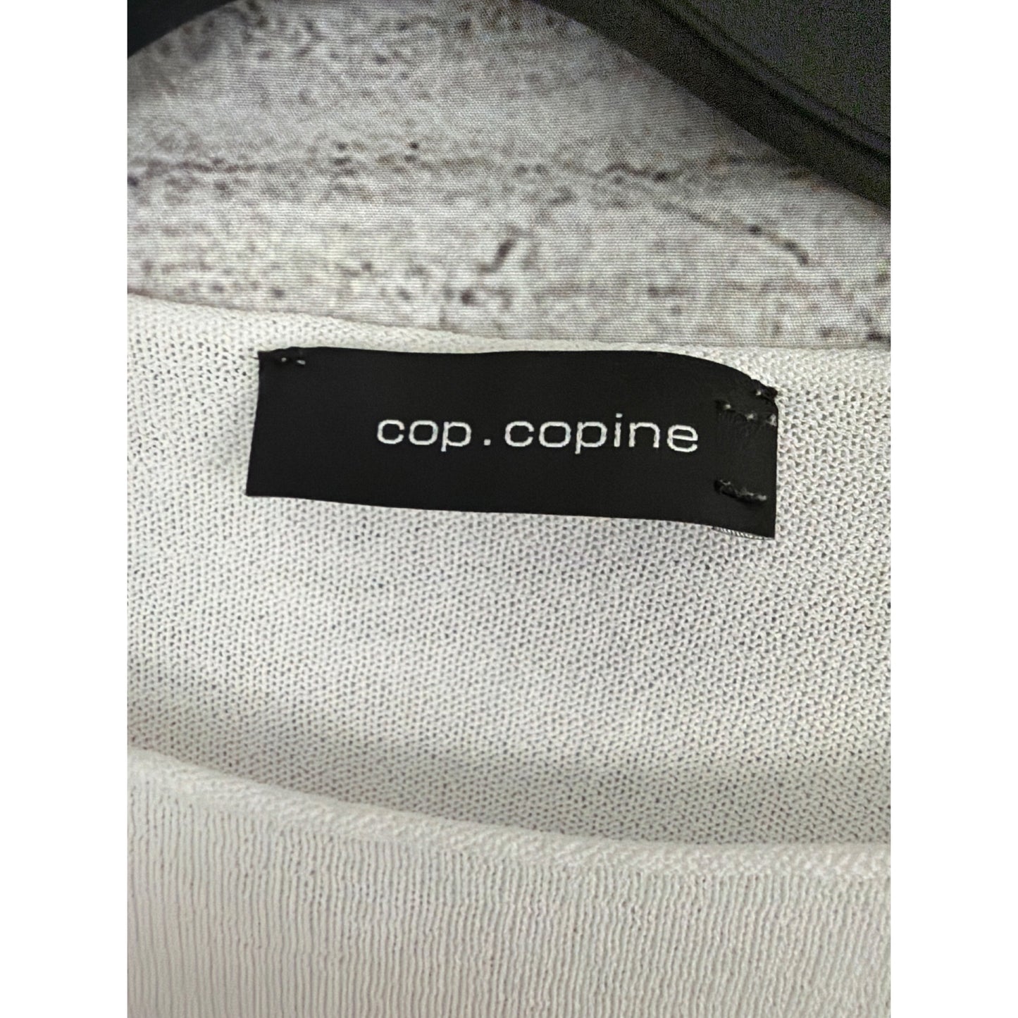 Cop Copine White Sheer Knit Boat Neck 3/4 Sleeve Pullover Top Size M