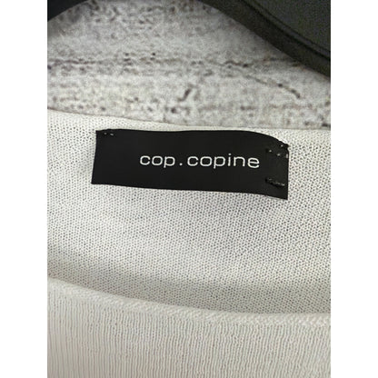 Cop Copine White Sheer Knit Boat Neck 3/4 Sleeve Pullover Top Size M