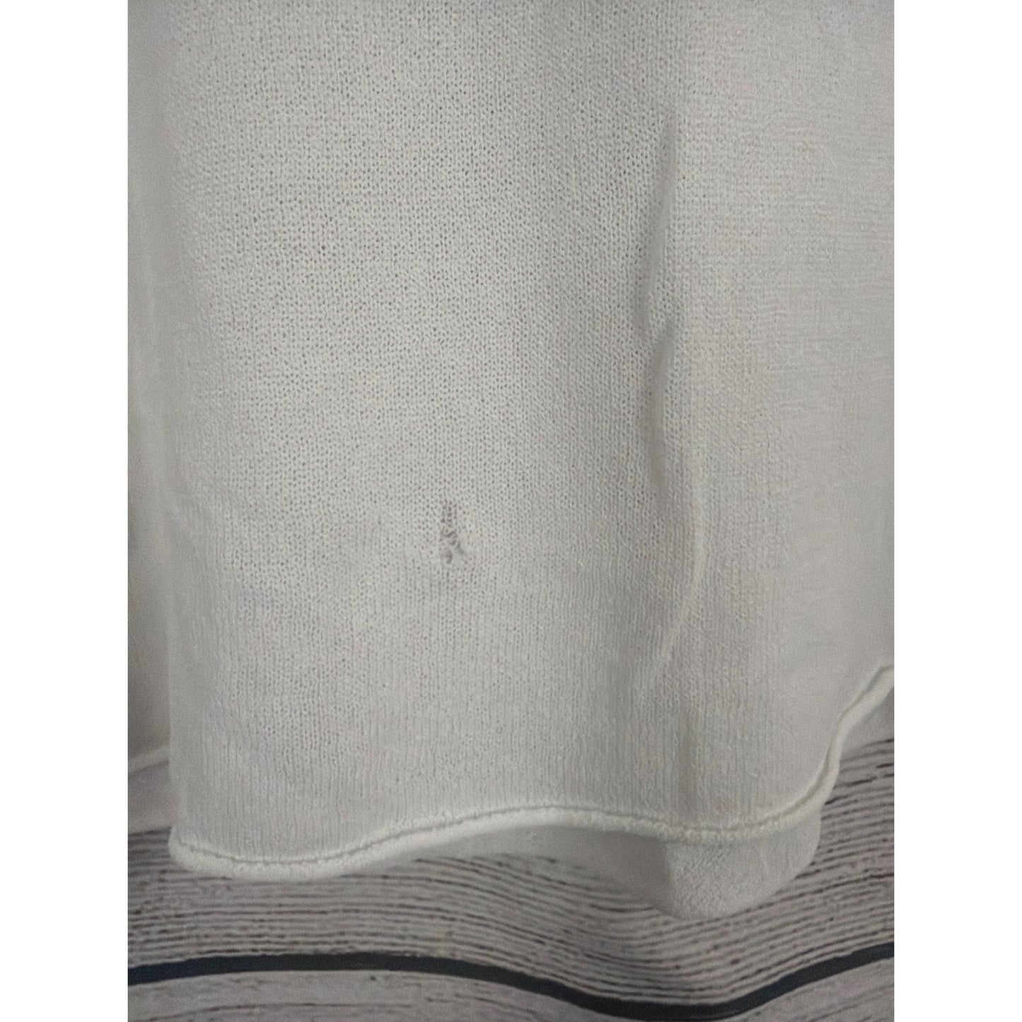 Cop Copine White Sheer Knit Boat Neck 3/4 Sleeve Pullover Top Size M