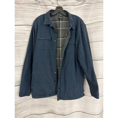 Mens O'Neill Navy Blue Button-Up Shirt Jacket Fleece Lined Size L