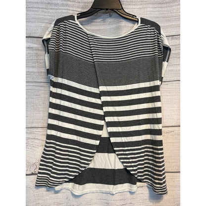 Blue Saks Fifth Avenue Striped Short Sleeve Top S