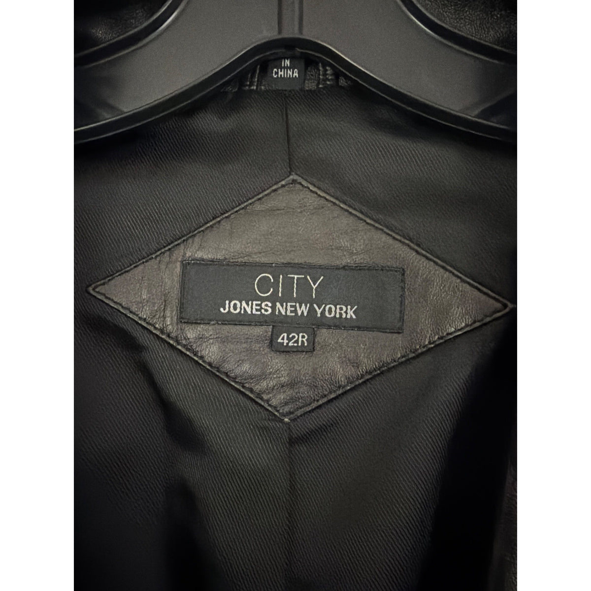 Mens City Jones New York Black Leather Blazer Jacket Size 42R