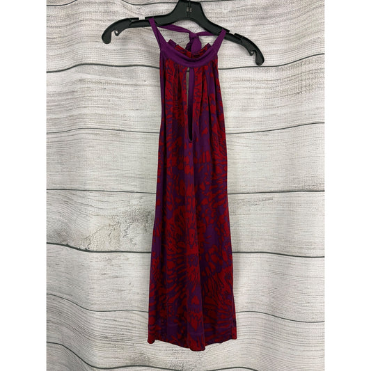 Nanette Lepore Purple Red Halter Neck Keyhole Dress Size 8