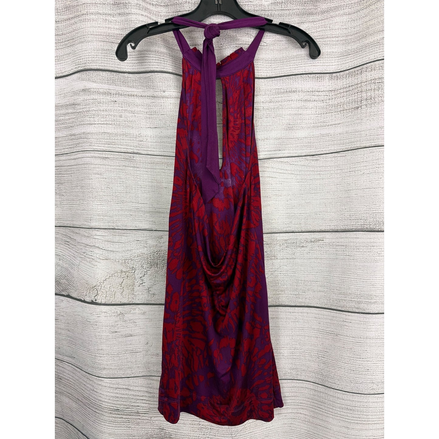 Nanette Lepore Purple Red Halter Neck Keyhole Dress Size 8