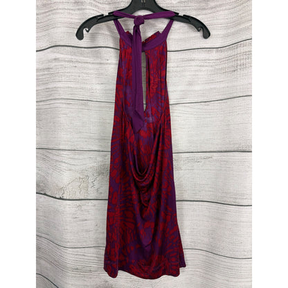 Nanette Lepore Purple Red Halter Neck Keyhole Dress Size 8