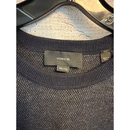 Vince Mens Navy Textured Wool & Cotton Blend Sweater XXL