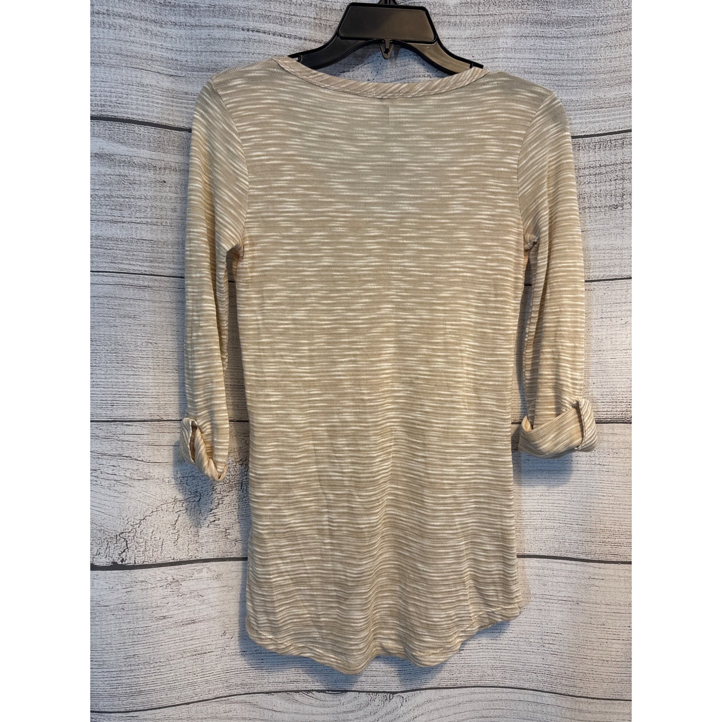 Splendid Small Beige Striped 3/4 Sleeve Henley Top Size S