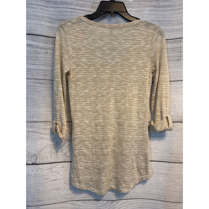 Splendid Small Beige Striped 3/4 Sleeve Henley Top Size S